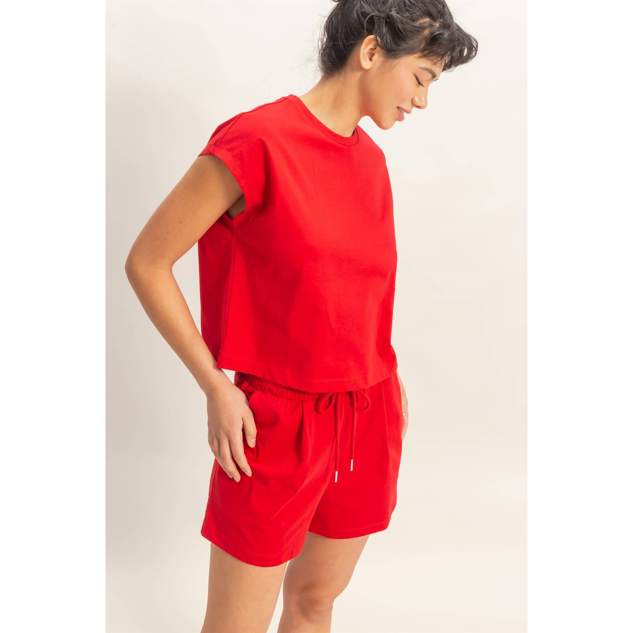 Cap Sleeve Boxy Top And Shorts Set
