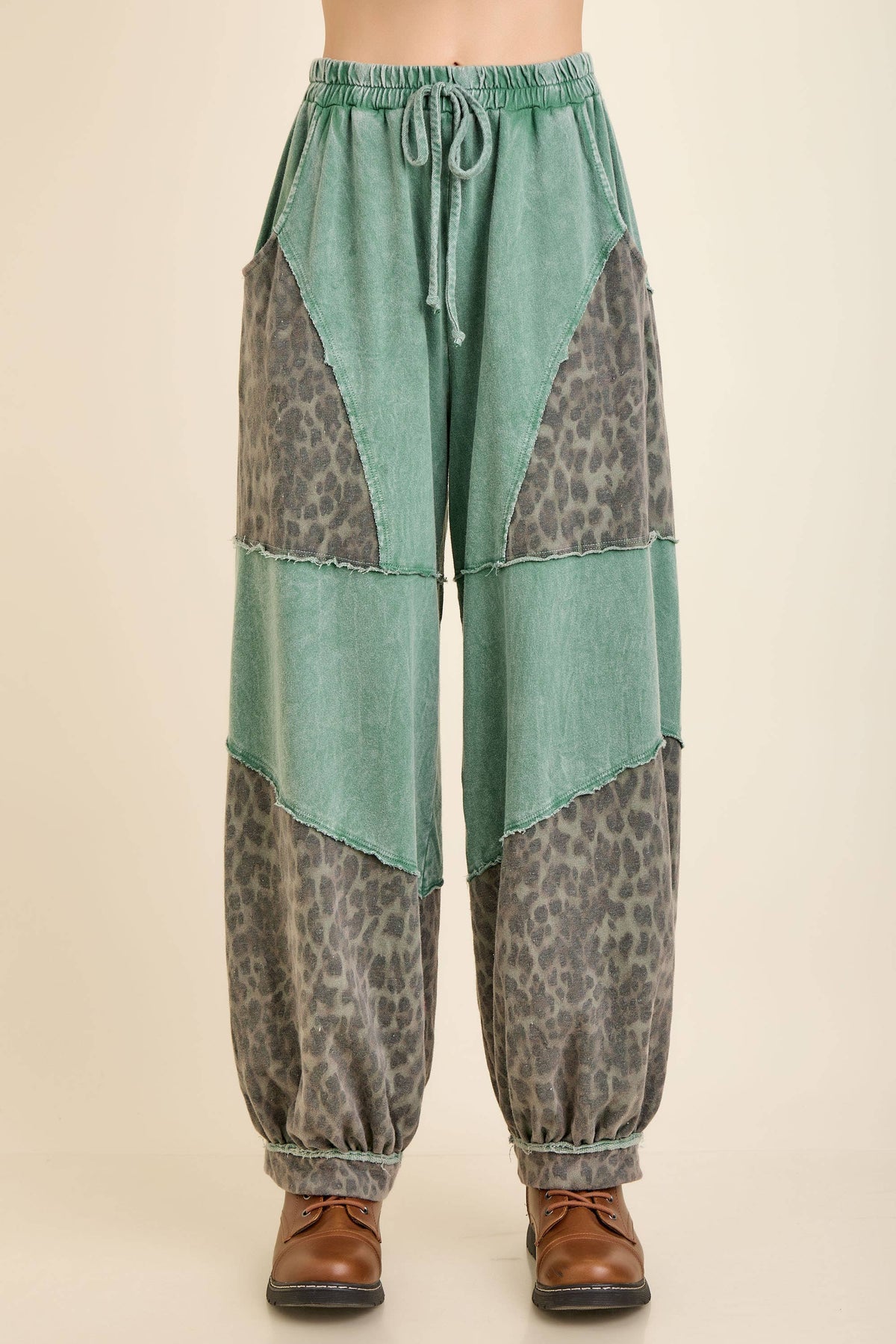 Mineral Washed Cheetah Leopard Balloon Lounge pants HP6948