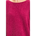 Chenille Boat Neck Dolman Sleeve Sweater
