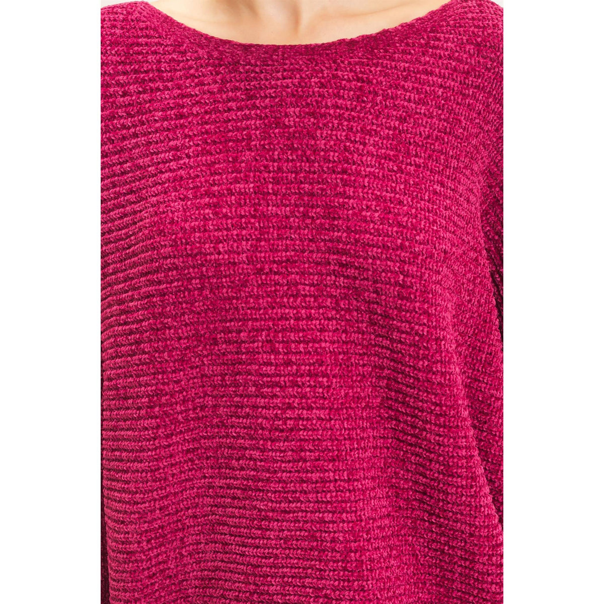 Chenille Boat Neck Dolman Sleeve Sweater