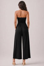 JR16435F - TUBE TOP W/SHIRRING PALAZZO ROMPER