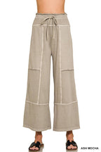 French Terry Washed Exposed-seam Wide Leg Pants