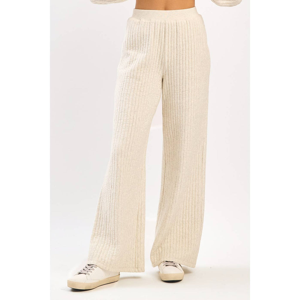 QUILTED CREW NECK SWEATSHIRT AND PANTS SET