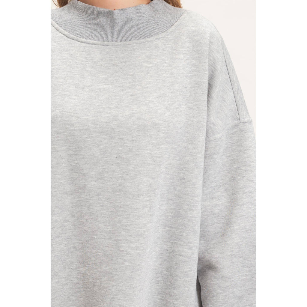 Enzyme Washed Mock Neck Sweatshirt