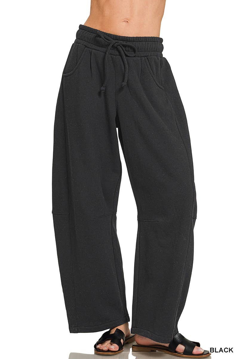 Fleece Barrel Leg Sweatpants