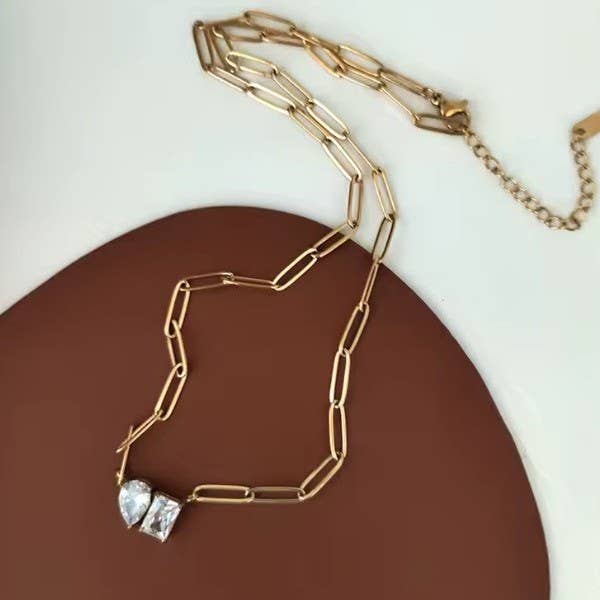 18K STAINLESS STEEL TARNISH FREE RHIN NECKLACE | 40NK9634