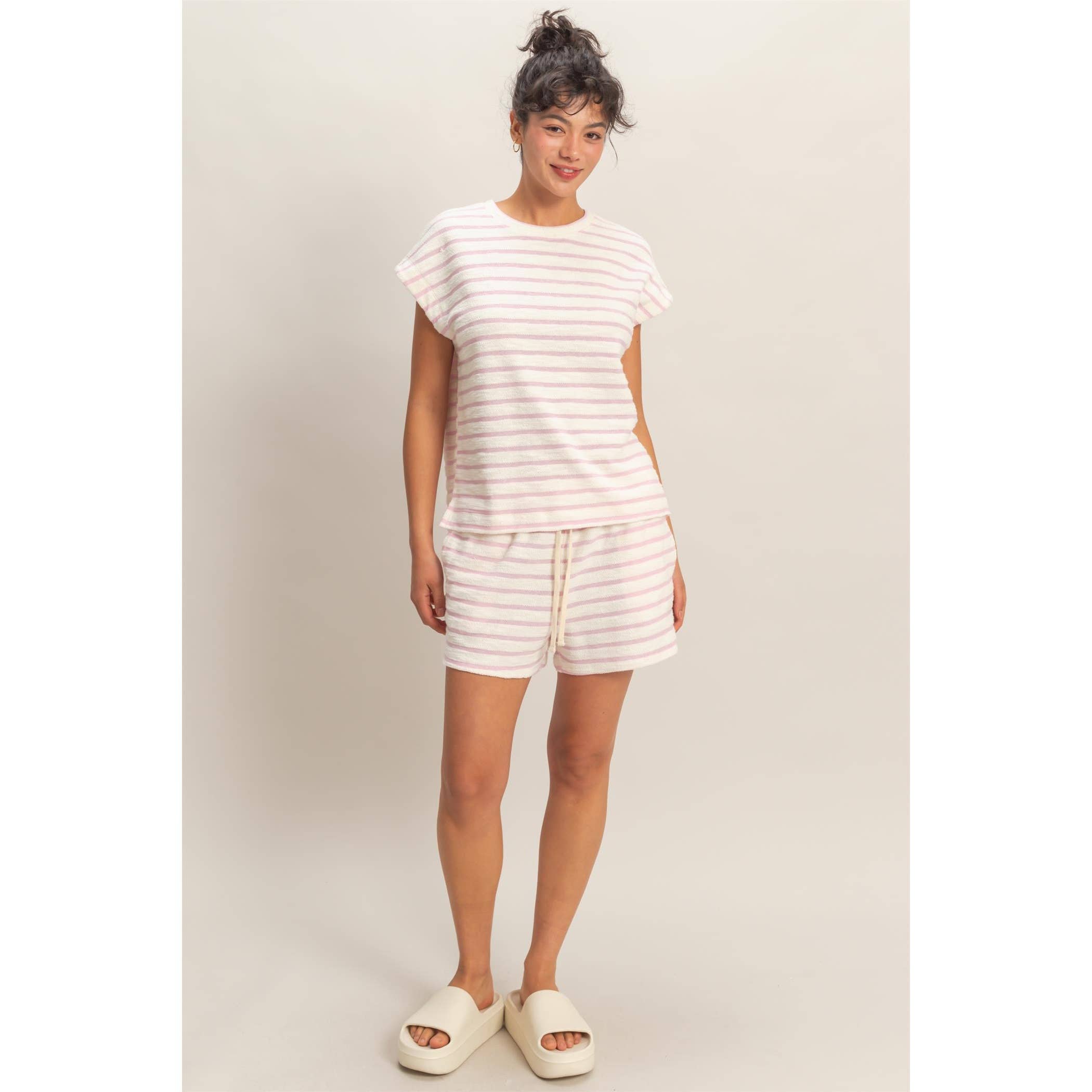 Striped Round Neck Short Sleeve Top