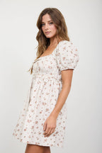 DITSY FLORAL PUFF SLEEVE SQUARE NECK MINI DRESS