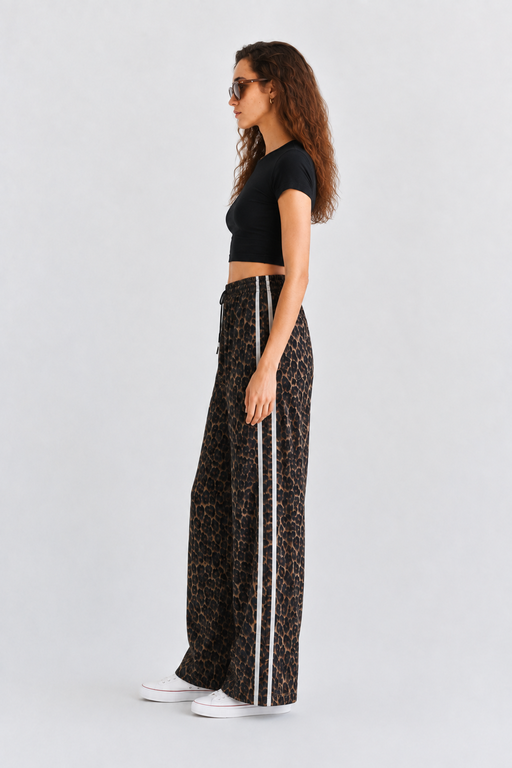 CP12379 - SIDE STRIPE LEOPARD PRINT PANTS