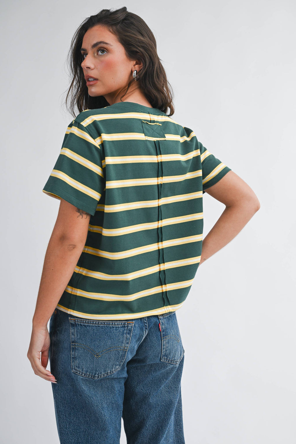 8510HN Striped Boxy Short Sleeve Tee