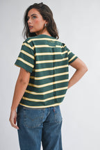 8510HN Striped Boxy Short Sleeve Tee