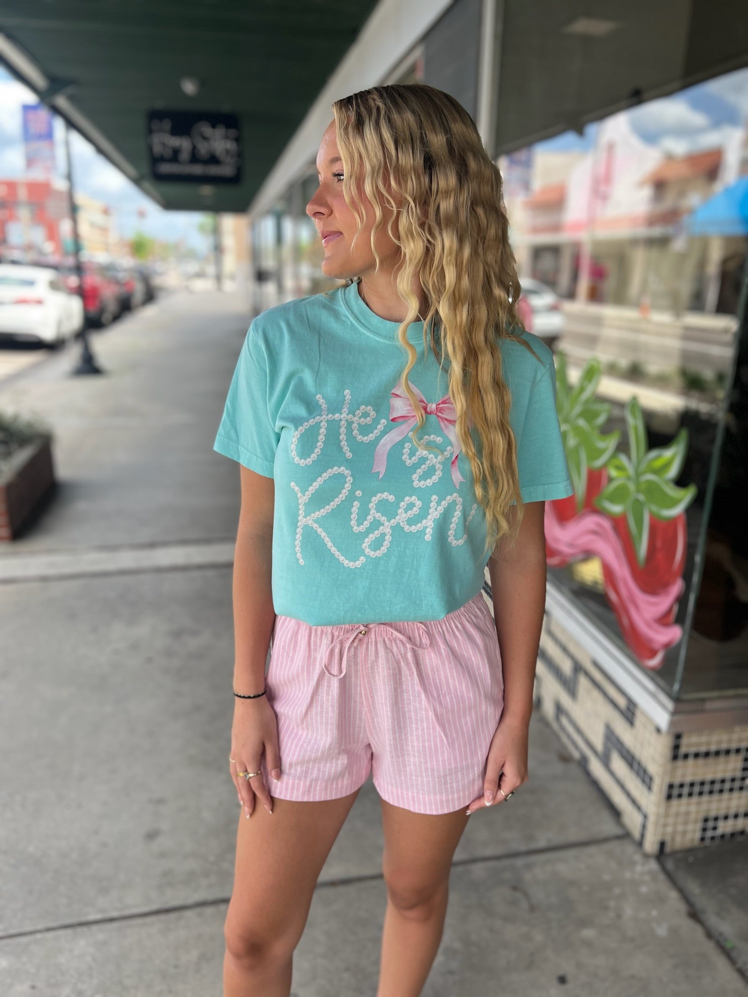 Striped Linen Blend Shorts