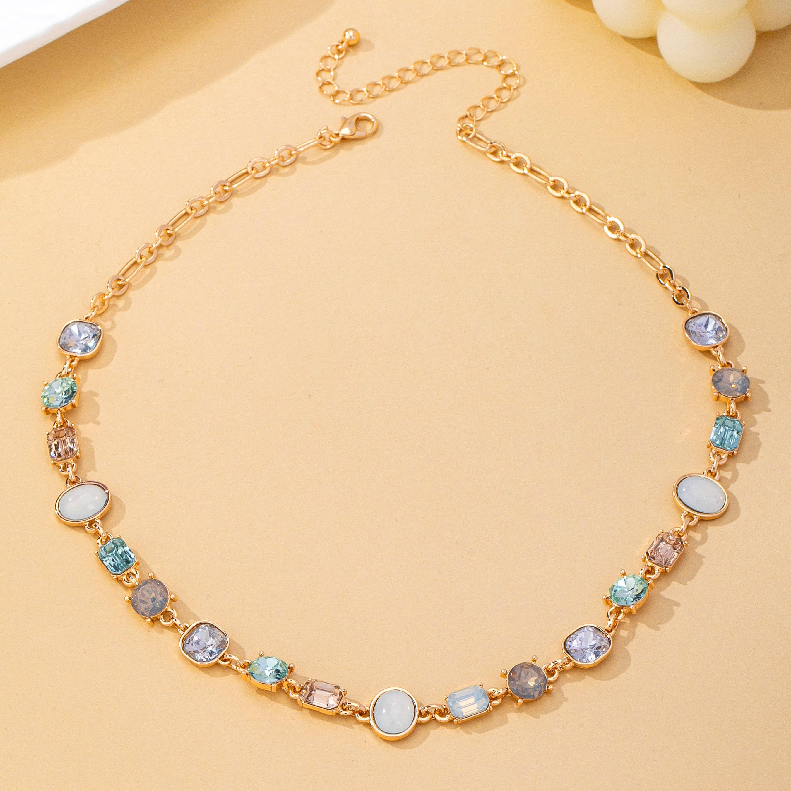 Multi Gemstone Opal Crystal Link Necklace | 80N93406