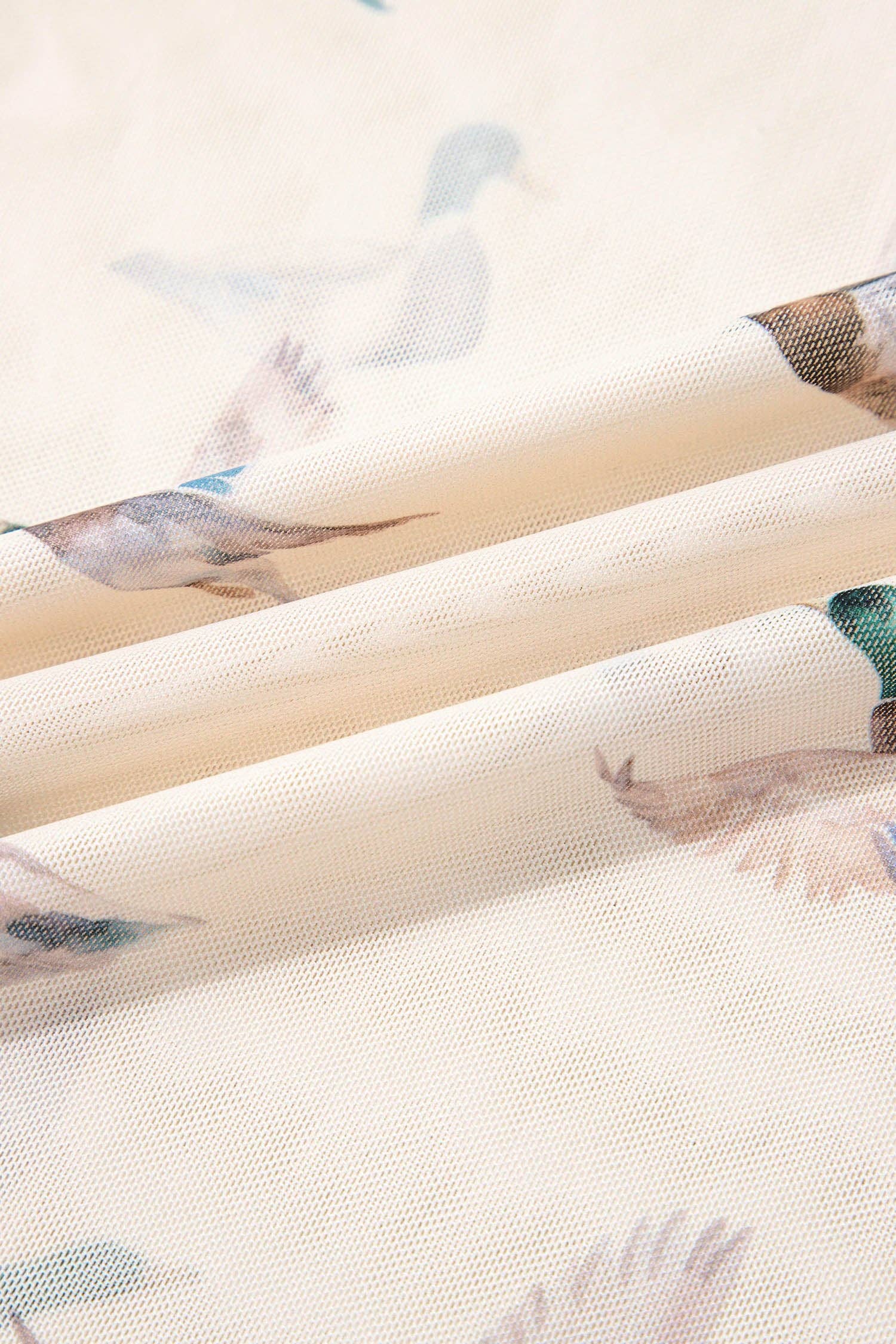PRETTY BASH Sheer Mallard Mesh Short Sleeve Top