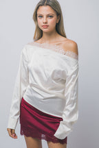 Lace-trimmed Off-the-shoulder Blouse