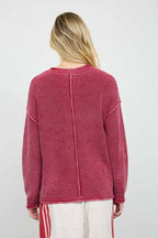 WASHED RAW EDGE DROP SHOULDER SWEATER