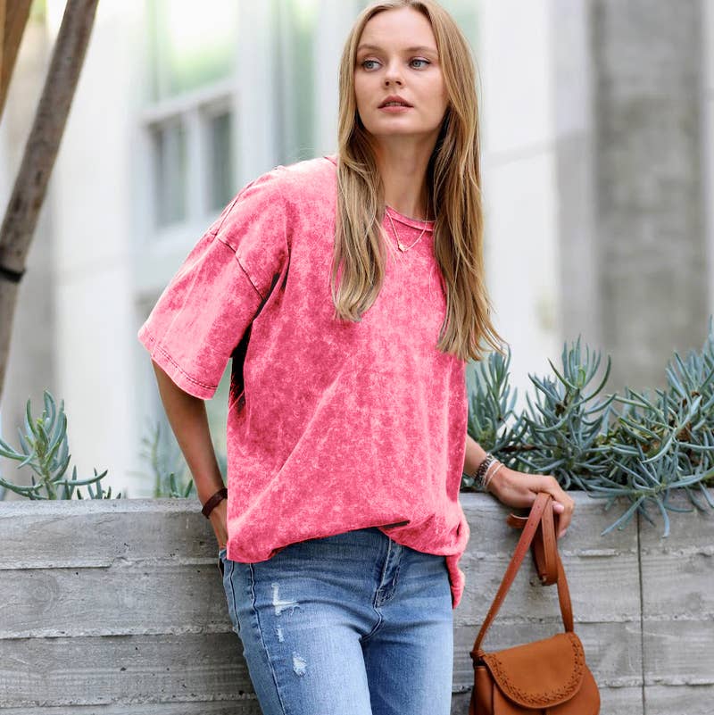 `Vintage Wash Oversize Cotton Tee