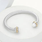 Stone Tip Twisted Rope Cuff Bracelet