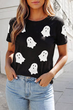 Sequin Halloween Ghost Graphic T Shirt | S-3XL