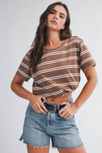8510HN Striped Boxy Short Sleeve Tee