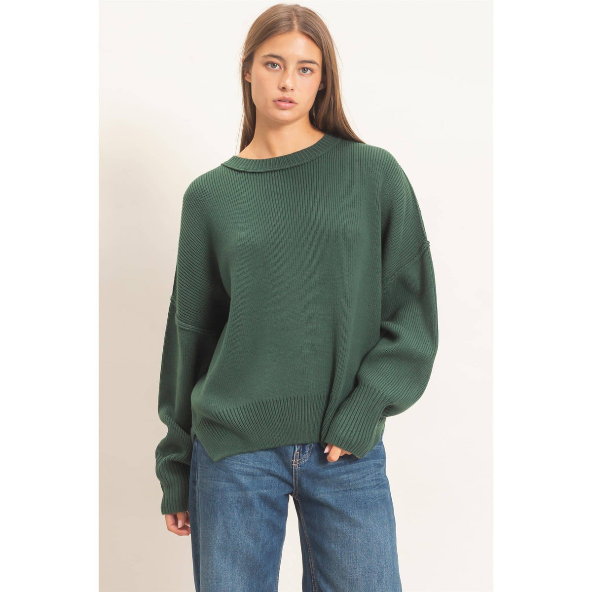 Ribbed Crew Neck Sweater
