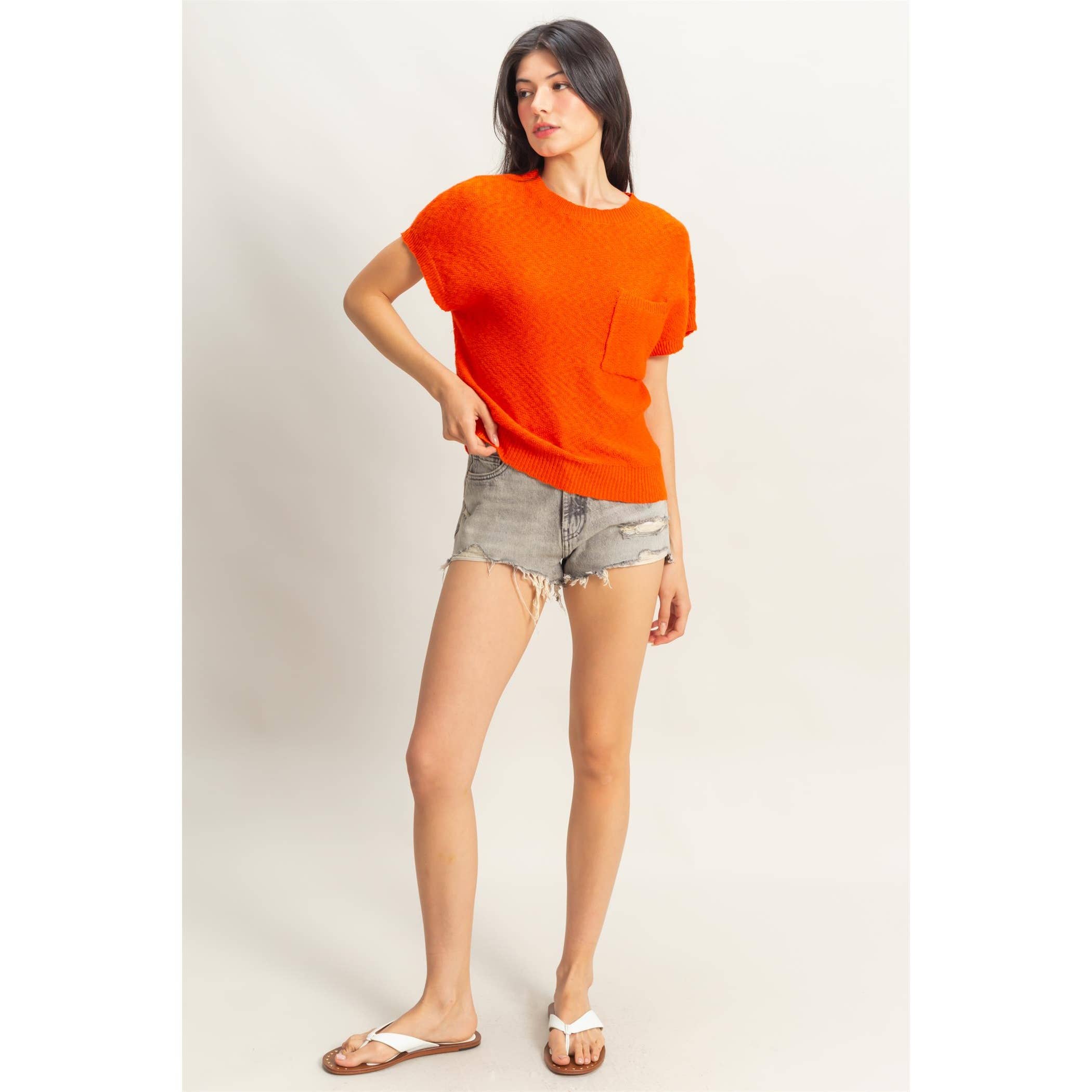 Front Pocket Lightweight Sweater Top