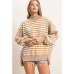 Striped Mock Neck Sweatshirt