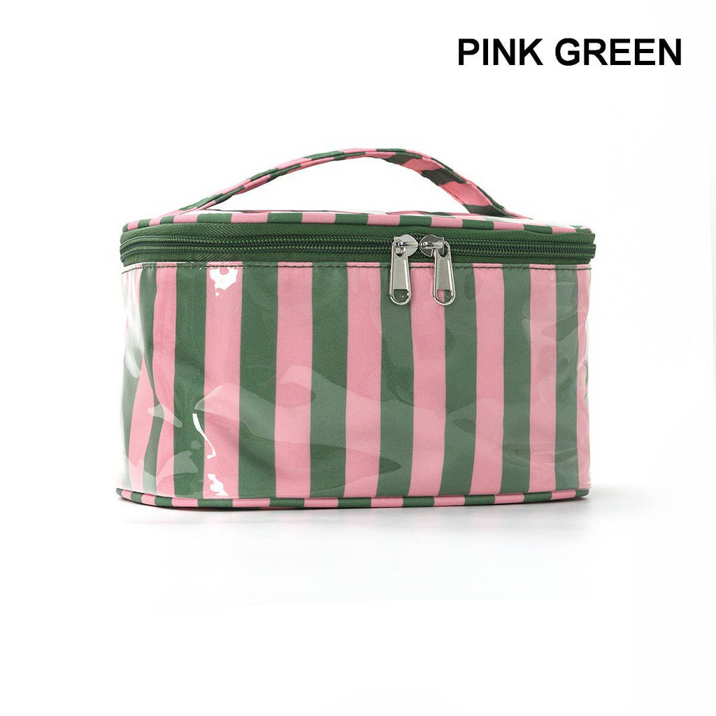Striped Vinyl Cosmetic Makeup Travel Pouch Bags | 40P637