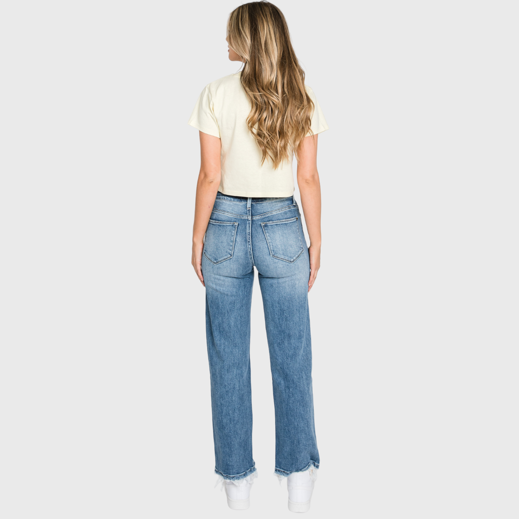 P489WF-MD SUPER HIGH RISE STRETCH SLIM STRAIGHT JEANS