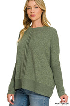 Brushed Melange Hacci Center Seam Oversized Sweater