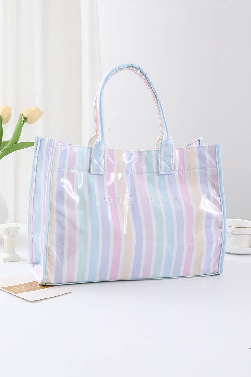 Striped Rectangular Shopper Tote Bag
