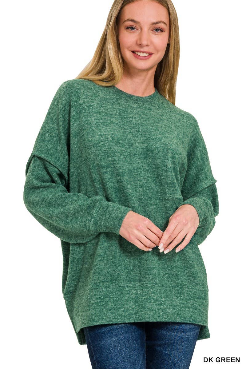 Brushed Melange Drop Shoulder Oversized Sweater
