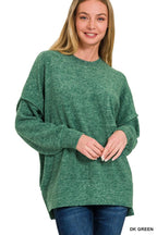 Brushed Melange Drop Shoulder Oversized Sweater