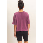 Mineral Wash Waffle Knit Pocket Top
