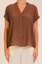 Textured Gauze Button-Front Blouse