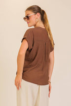 Textured Gauze Button-front Hi-Low Hem Blouse
