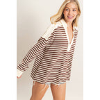 Striped Henley Sweatshirt
