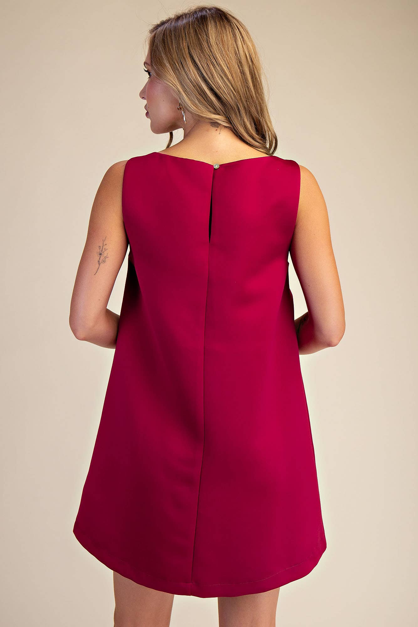 Round Neck Shift Mini Dress