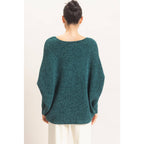 Chenille Boat Neck Dolman Sleeve Sweater