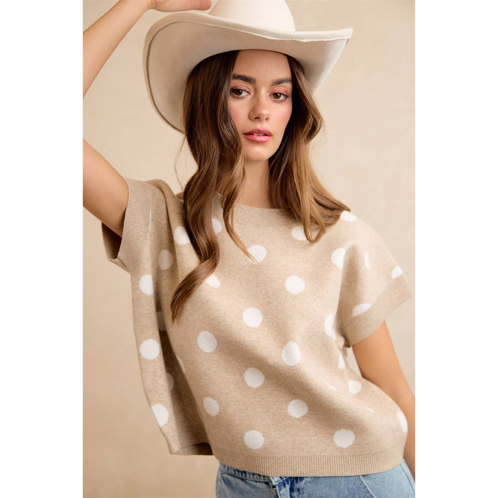 POLKA DOT KNIT SLEEVELESS TOP