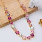 Multi-Tone Pink and Purple Crystal Tennis Necklace| 80N93416