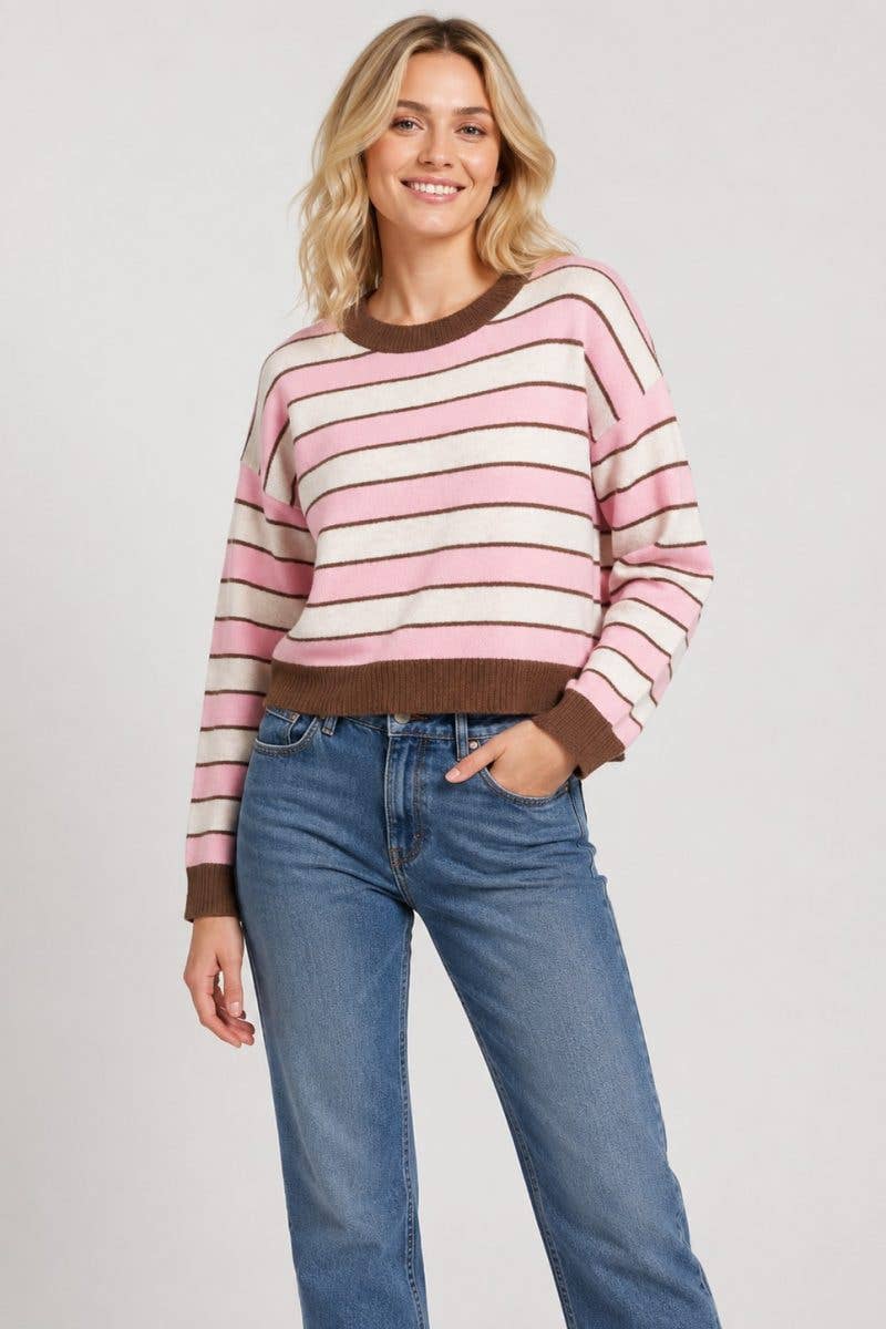 Striped Pullover With Contrast Hems
