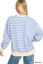 Premium Yarn Dyed Striped Fleece Exposed-seam Sweatshirts