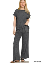 Ribbed Acid Wash Rayon Top & Pants
