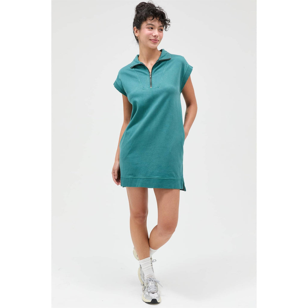 Half Zip Up Mock Neck Mini Dress
