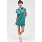 Half Zip Up Mock Neck Mini Dress