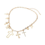 Cross Bow Heart Charm Station Necklace