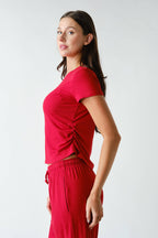 Marlow Short-Sleeve Ruched Two-Piece Set