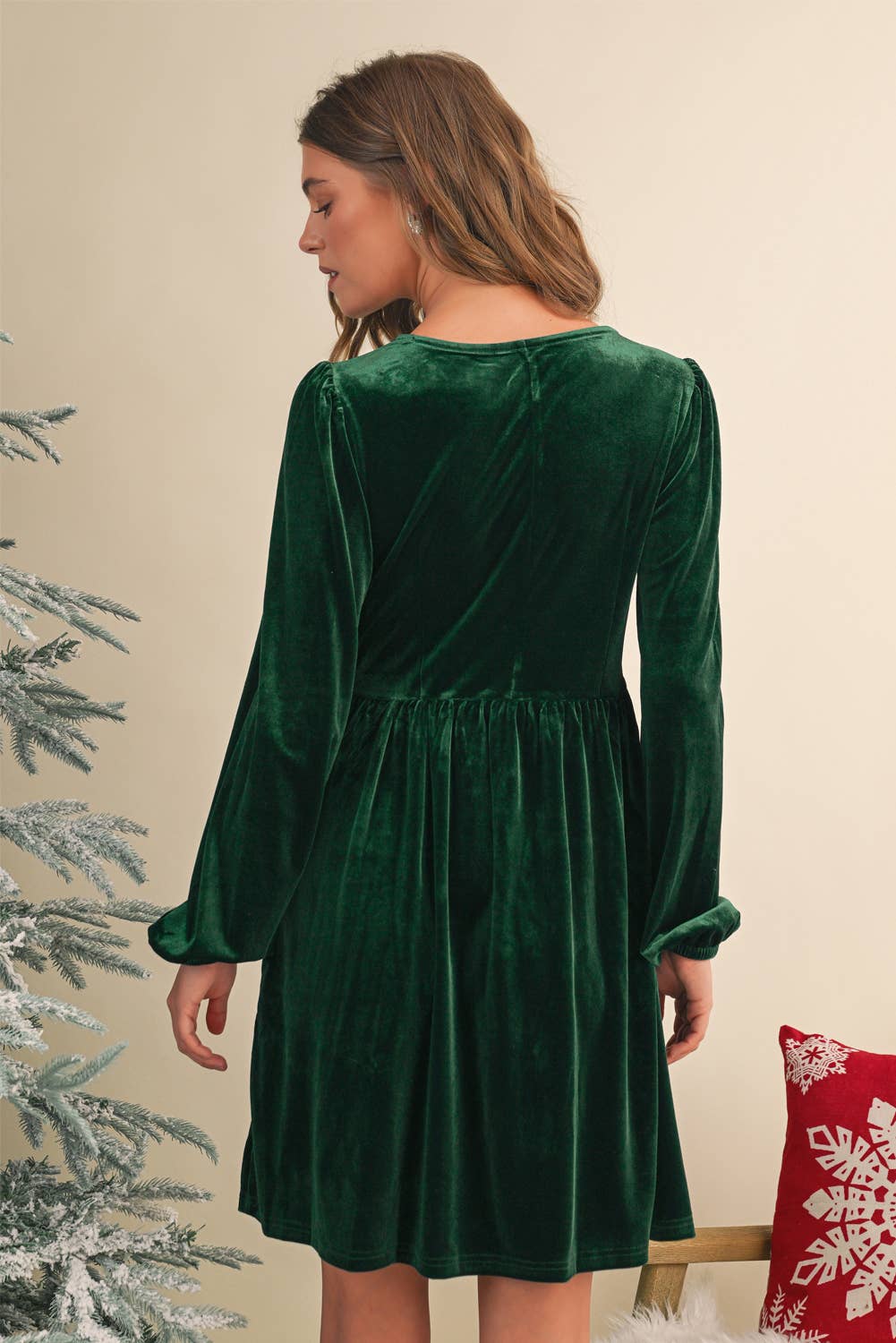 Christmas Velvet Rhinestone Bow Dress