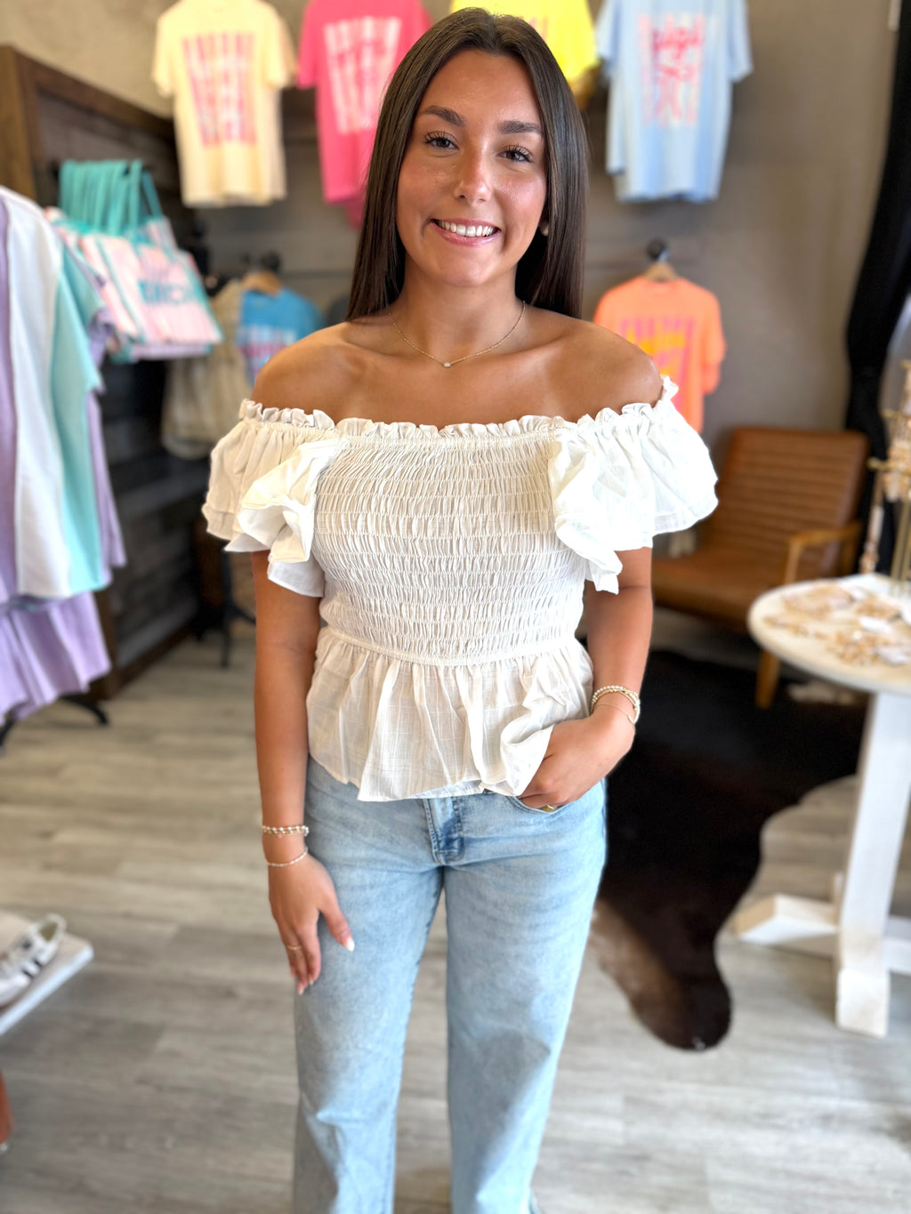 Ruffle Smocked Blouse